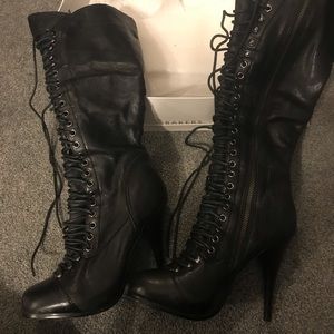 Lace up black boots size 6